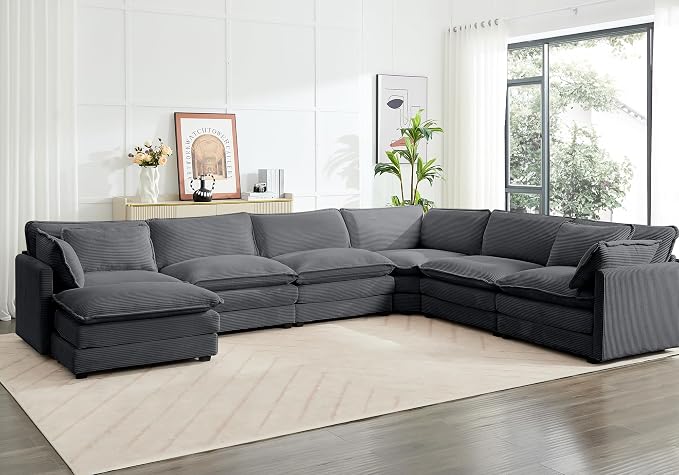 ROWHY 150'' Modular Sectional Corner Cloud Couch, 7 Seater Sofa Big Comfy - Image 7