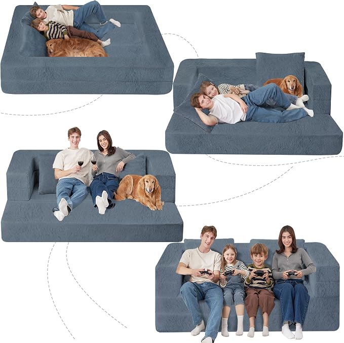 Futon Sofa Bed with Pillow, 3-in-1 Sleeper Sofa Bed with Removable Cover - Image 9
