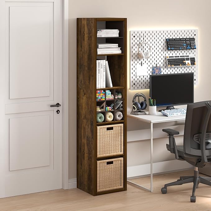 Furinno Cubicle Book Shelf, Vertical 5-Cube Bookshelf, Extra Thick Horizontally - Image 2