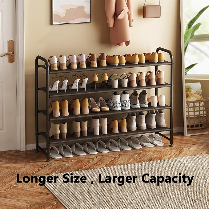 INGIORDAR Shoe Rack 4 Tier Long Storage Organizer Wide Metal Shoe Shelf - Image 4