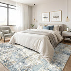 LOONGRUG 5x8 Area Rug Washable Neutral Modern Living Room Rugs Blue | Abstract - Image 4