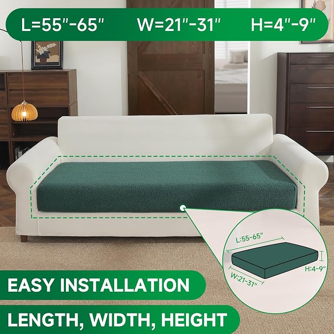 OHSIO Couch Cushion Covers for Sectional Sofa, Stretch Soft Sofa Slipcovers - Image 2