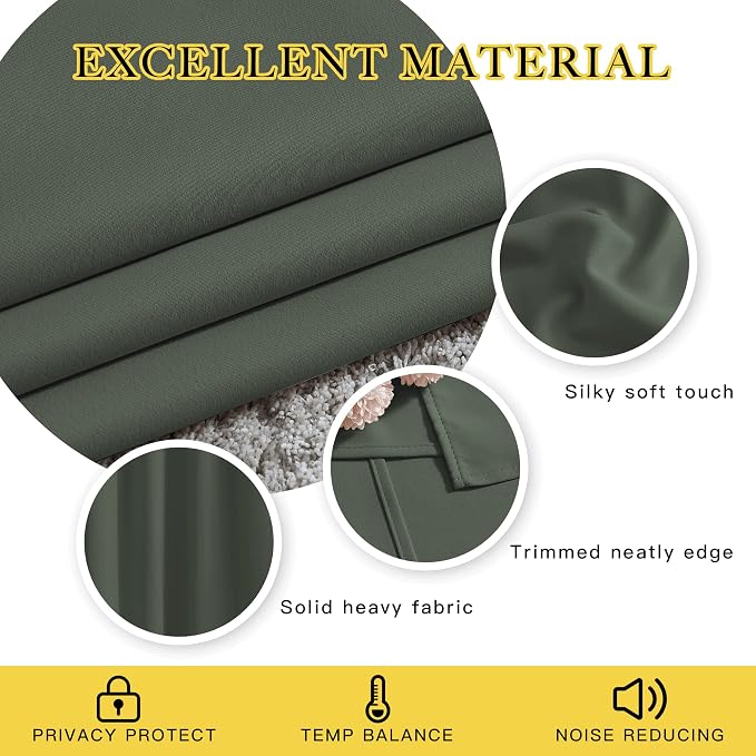NICETOWN Blackout Bedroom Curtains 66 inches Long, Grommet Light Reducing - Image 4
