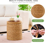 Wimarsbon Round Pouf Ottomans, Handwoven Natural Water Hyacinth Seagrass Pouffe - Image 5