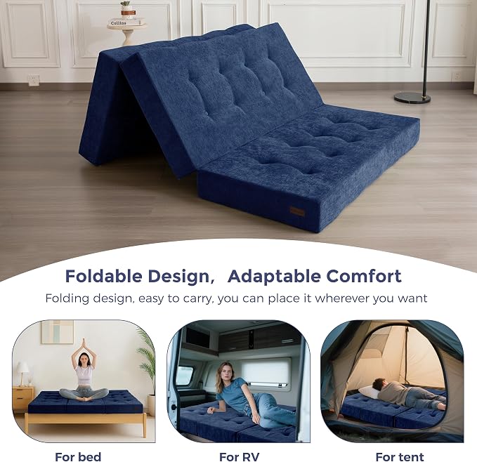 MAXYOYO 6" Folding Sofa Bed for Floor, Tufted Tri-Fold Floor Mattress - Image 5