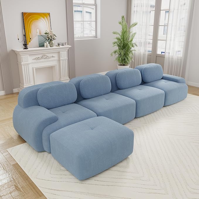 Boneless Sectional Couch, No Assembly Required, 152.7” L Shaped Modular Cloud by ModonChicSofasCouches