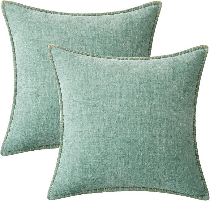 MIULEE Decorative Couch Throw Pillow Covers 18x18 Inch Aqua Green 2 Pack | - Image 6