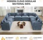 147'' Oversized U Shaped Cloud Sectional Sofa, Chenille Deep Seat Couches - Image 7