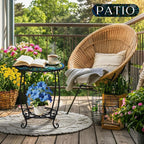 Cinnvoice Outdoor Side Table Round Small Mosaic Patio Accent Indoor End Plant - Image 2