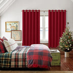 Grommet Blackout Curtains for Bedroom, 70 x 63 Inches Christmas Red | Thermal - Image 6
