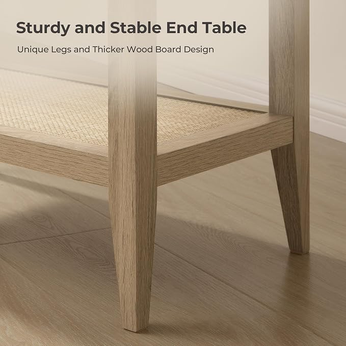 SICOTAS Rattan Nightstand Bedside Table - Image 4