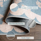 Front Door Mat Indoor Outside Entrance 2x3 Blue Scalloped Entry Rug | Non-Slip - Image 3