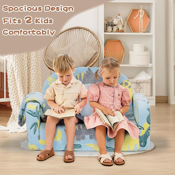 Extra Wide Kids Couch, 2-in-1 Soft Toddler Couch - Image 3