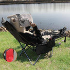 Reclining Camping Chair with Removable Footrest Lounge Chair with Headrest - Image 2