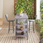 AWQM 3-Piece Bar Table and Chairs Set, Modern Glay Table - Image 6