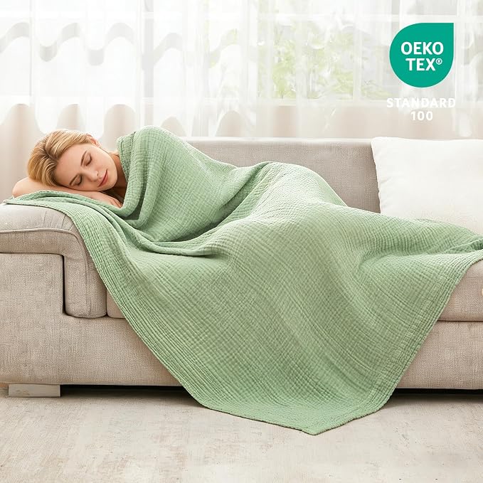 EMME Muslin Blankets for Adults Throw Blanket for Couch Breathable Gauze Soft - Image 8