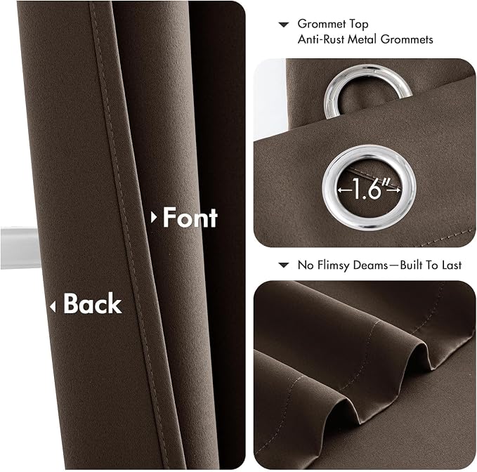 MIULEE Blackout Curtains for Bedroom 2 Panels 40"x54" Long Chocolate Brown | - Image 4