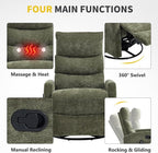 Trustyue Swivel Rocker Recliner Chair, 360° Swivel Recliner - Image 4