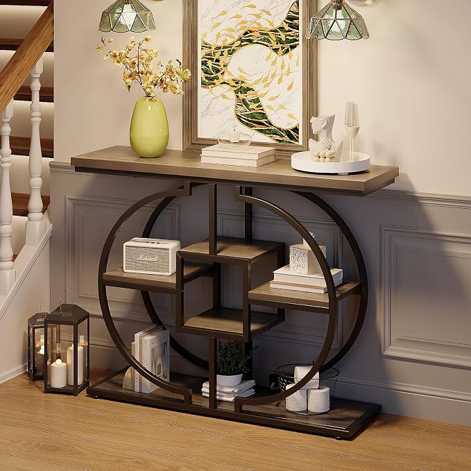 GiftGo Narrow Console Table for Entryway Industrial 4-Tier Sofa Table Behind - Image 6
