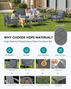 SERWALL HDPE Patio Furniture Set, 7-piece Outdoor Sectional Sofa Set, All - Image 3