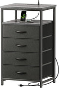 Huuger Night Stand with Charging Station, 4 Drawer Dresser by Huuger