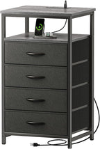 Huuger Night Stand with Charging Station, 4 Drawer Dresser by Huuger