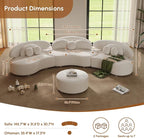 homary 7-Seat Curved Modular Sectional Sofa – Velvet Upholstered, Modern Living - Image 3