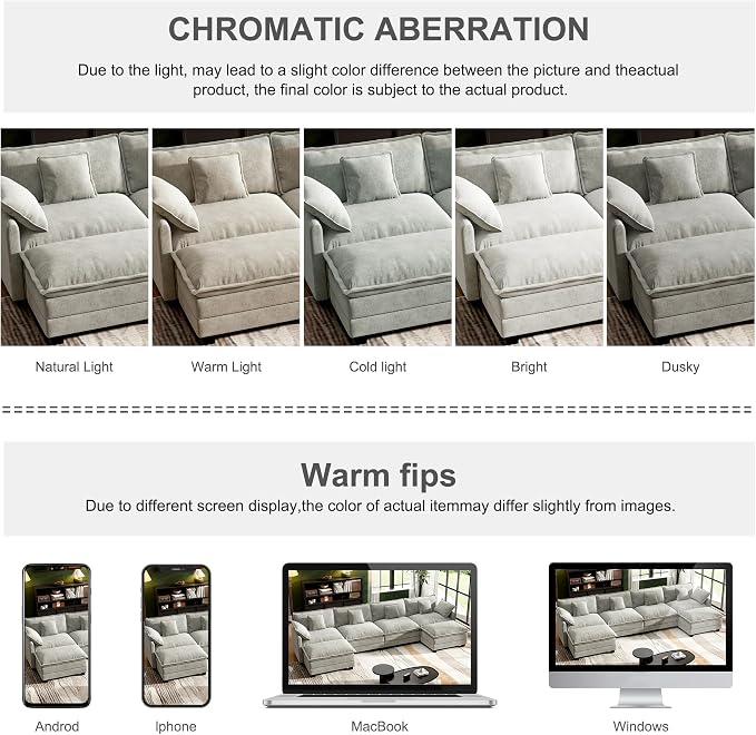 146" Cloud Couch Sectional, U Shaped Modular Sectional Sofa, 4-Seat Deep Seat - Image 7