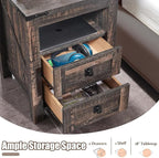 T4TREAM Farmhouse Nightstand Set of 2, Rustic End Table - Image 4