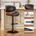 YaFiti Bar Stools Set of 4, Modern Pu Leather Swivel Adjustable Bar Stool - Image 6