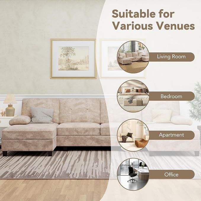 U-Shaped Sectional Couches for Living Room, 4 Seat Sofa - Image 6