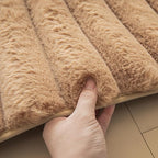 Coffee Rabbit Striped Plush Rug 2'x3', Fluffy Shaggy Area Rug - Image 3