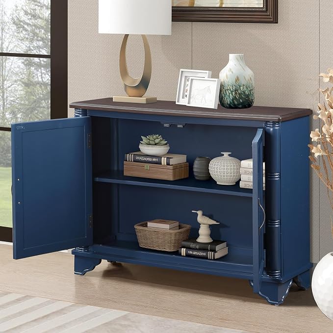 40" Solid Wood Buffet Storage Cabinet, Vintage Console Table - Image 2