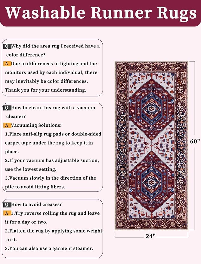 SERISSA 2x5 Washable Non Slip Boho Runner Rug - Image 6