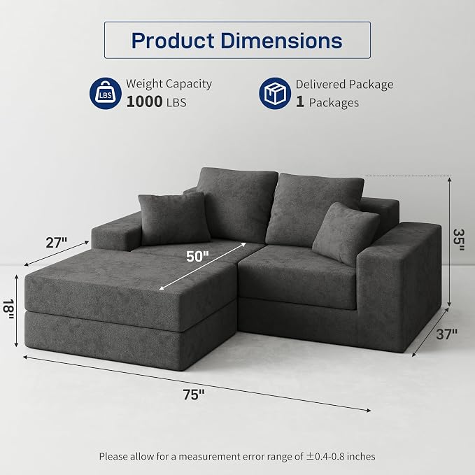 Cloud Modular Sectional Sofa, Comfy Boneless Couch - Image 3