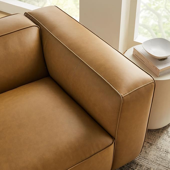Modway Auren Vegan Leather Right Modular Armchair in Camel - Image 5