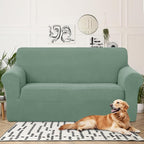 U-NICE HOME Oversized Stretch Loveseat Couch Cover, Cyan | 2 Cushion Sofa - Image 2