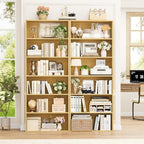 FOTOSOK 6-Tier Open Bookcase and Bookshelf Set of 2, Freestanding Display - Image 7