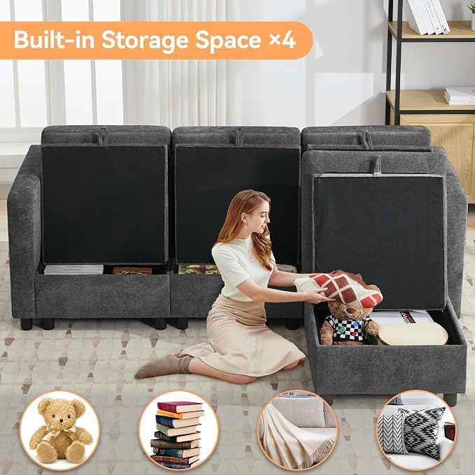 WUTUTUEE 83”Modular Convertible L Shaped Couch Set - Image 4