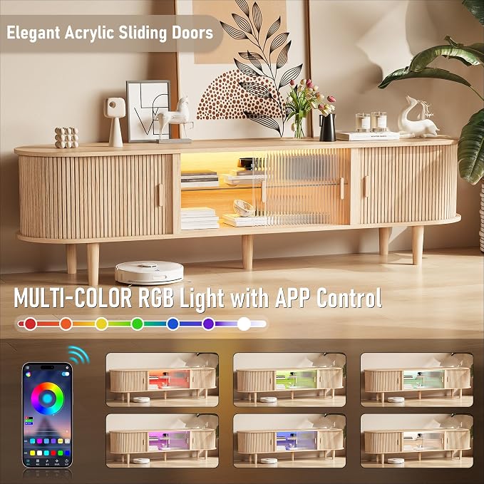 70" Fluted TV Stand with LED Lights - Image 4