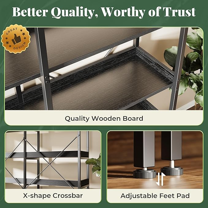 Huuger 6 Tier Bookshelf, Display Bookshelf - Image 5