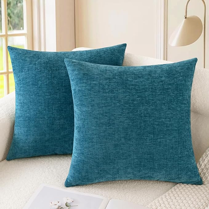 CaliTime Decorative Couch Throw Pillow Covers 24 X 24 Inches Ocean Blue | Pack by CaliTime