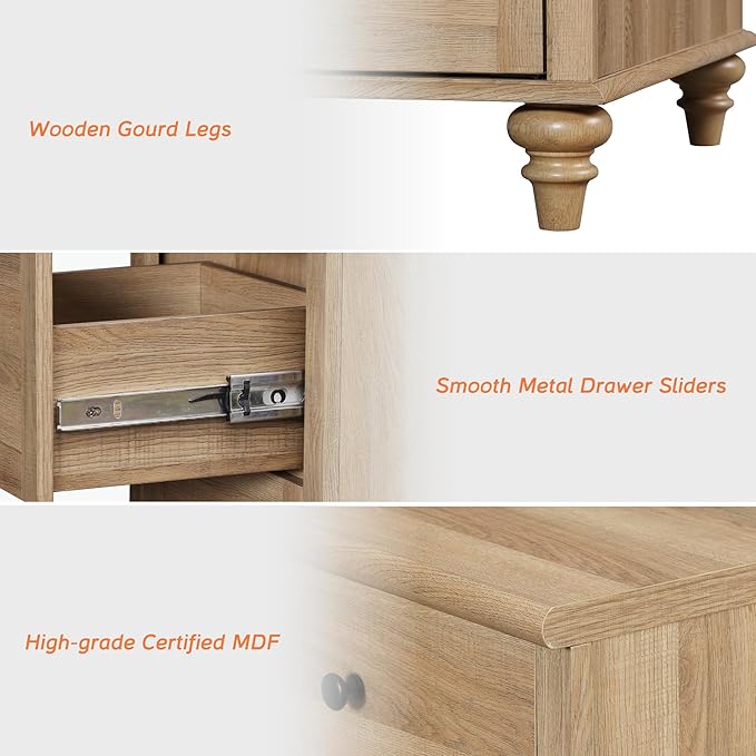 WAMPAT 34’‘ Oak Buffet Cabinet - Image 4