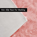 Goolela Pink Round Rug 5ft Circle Fluffy Fuzzy Fur Carpet - Image 4