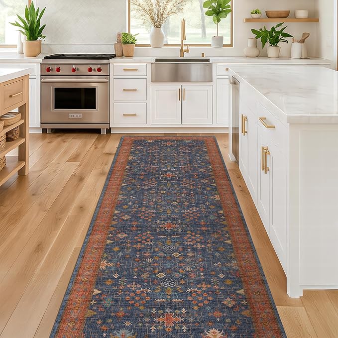 Washable 3x8 Long Runner for Wide Kitchen Floor by HazoHaus