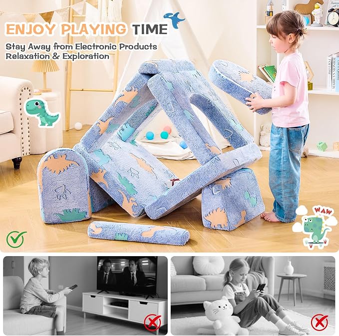 IFNOW Modular Kids Play Couch, Convertible & Washable Toddler Foam Couch Kids - Image 5