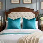 GIGIZAZA Teal Velvet Pillow Covers 26x26 Decorative Pillows Pack of 2 | Blue - Image 6