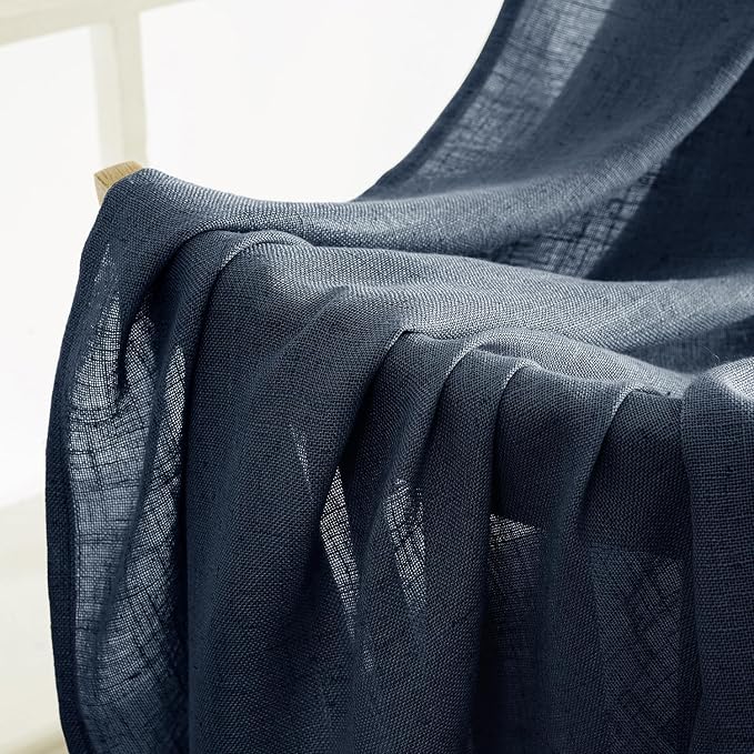 MIULEE Navy Blue Linen Curtains 52x96 Inch Length 2 Panels - Image 6