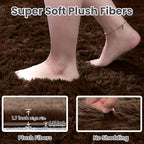 2x6 Fluffy Shag Area Rugs for Living Room Bedroom: Soft Plush Carpet Brown | - Image 4