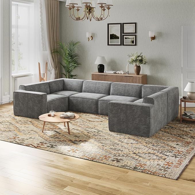 Novilla 134" Modular Sectional Sofa, No Assembly Cloud Sectional Couch by Novilla